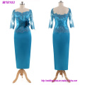 Elegantes Türkis Appliques Mutter der Braut Kleid Spitze Drei Viertel Ärmel bodenlangen langes formales Abendkleid